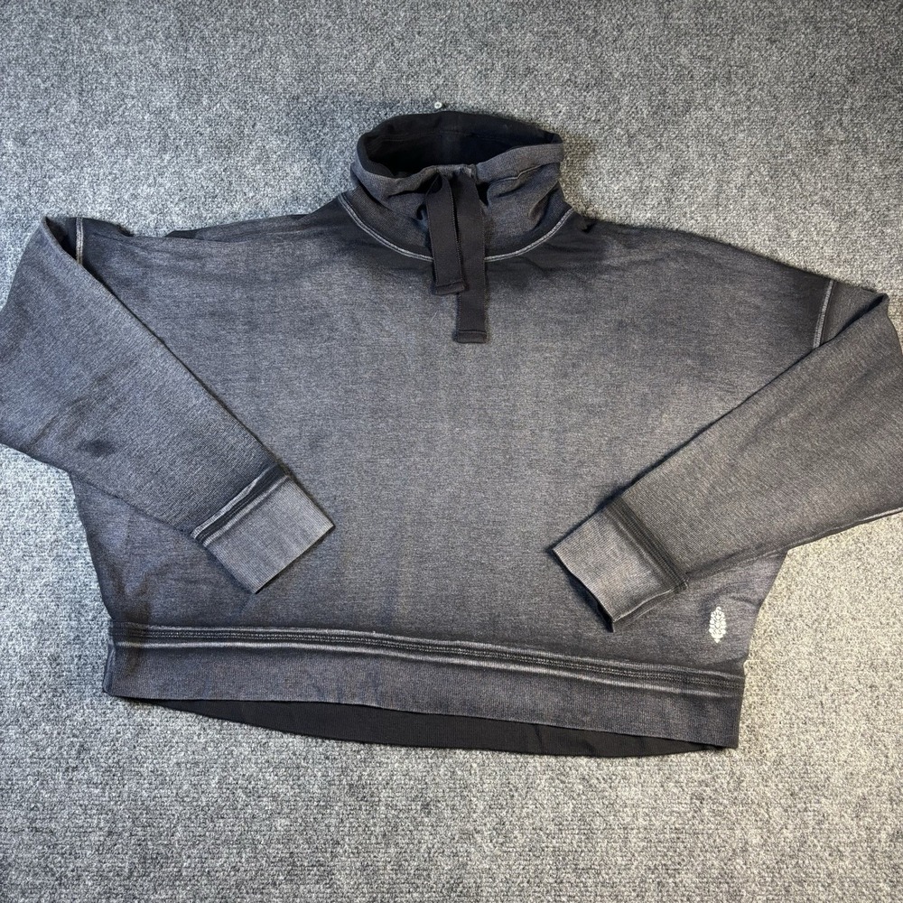 FP Movement Sweatshirt Womens Med Grey Mineral Wash‎ Funnel Neck Oversized Crop